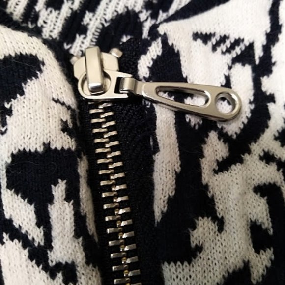 Christopher and Banks Navy/White Zipper Front Geometric Pattern Cardigan Size XL - Picture 6 of 8